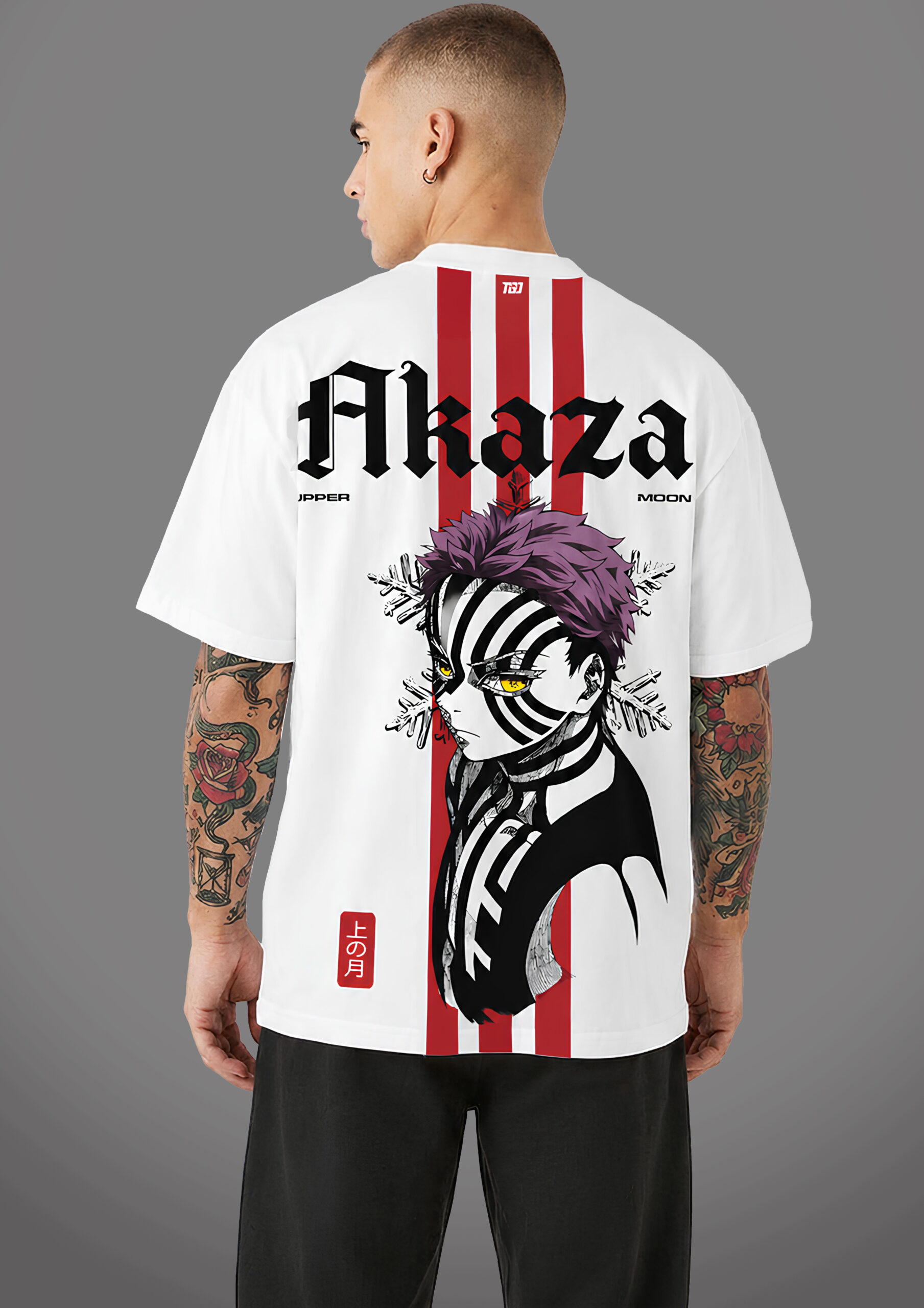 Akaza Crimson Stripe Oversized Tee